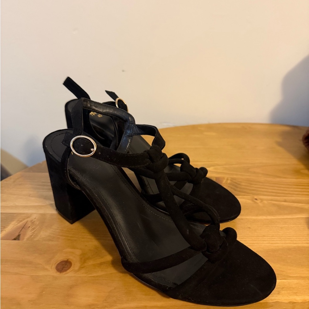 H&M Block Heel Strappy Black Sandals